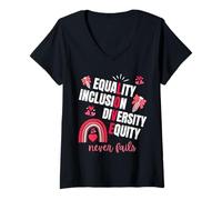 Donna Equality Inclusion Diversity Equity Love Never Fails Teacher Maglietta con Collo a V