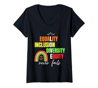 Donna Equality Inclusion Diversity Equity Love Never Fails Teacher Maglietta con Collo a V