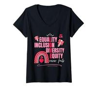 Donna Equality Inclusion Diversity Equity Love Never Fails Teacher Maglietta con Collo a V