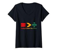 Donna Equality Is Greater Than Division Juneteenth Afro Men Women Maglietta con Collo a V