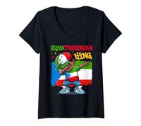 Donna Equatoguinean King Dabbing Bandiera Guinea Equatoriale Orgoglio Maglietta con Collo a V