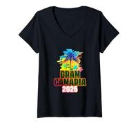 Donna Equipaggio Gran Canaria 2025 | Colorato Maglietta con Collo a V