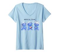 Donna Equipaggio Sanitario del Dipartimento di Laboratorio Kawaii Maglietta con Collo a V