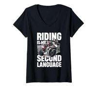 Donna Equitazione è il mio secondo stile di vita per motociclisti Maglietta con Collo a V