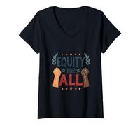 Donna Equity for all Protest Citazione Art Diritti Umani Maglietta con Collo a V