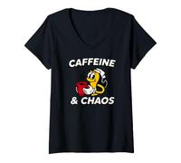 Donna ER Nurse Caffeine & Chaos Medical Humor Maglietta con Collo a V