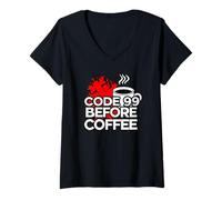 Donna ER Nurse Code 99 Before Coffee Medical Humor Maglietta con Collo a V