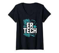 Donna ER Tech Heartbeat Stetoscopio Pronto Soccorso Maglietta con Collo a V