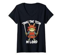 Donna Era Il 'Tism M'Lord Cute Frog Samurai Autismo Consapevolezza Maglietta con Collo a V