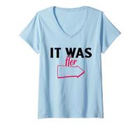 Donna Era lei (Dichiarazione Divertente) Maglietta con Collo a V