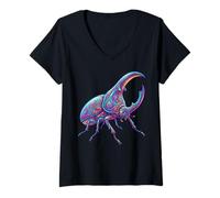 Donna Ercole Beetle Insetto Amante Entomologia Beetle Lover Maglietta con Collo a V