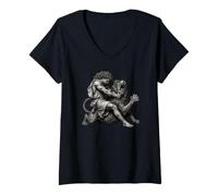 Donna Ercole Wrestling Leone Nemeo Mitologia Greca Maglietta con Collo a V