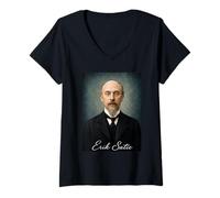 Donna Erik Satie Compositore Pianista Maglietta con Collo a V