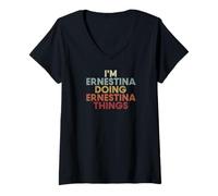 Donna Ernestina Name Ernestina Personalized Name First Given Maglietta con Collo a V