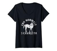 Donna Ero Normale 3 Cavalli Fa Equestre Animale Cavaliere Cavallo Maglietta con Collo a V