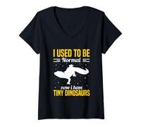 Donna Ero Normale Ora Ho Piccoli Dinosauri Maglietta con Collo a V