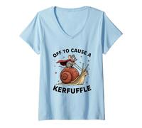 Donna Eroe Topo Che cavalca Lumaca Divertente Animale Troublemaker umor Maglietta con Collo a V