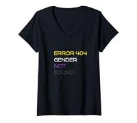 Donna Error 404 Gender Not Found Nonbinary Pride Non-Binary Flag Maglietta con Collo a V