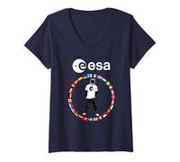 Donna ESA Astronauta Cool Vestito in Bandiera degli Stati Membri Maglietta con Collo a V