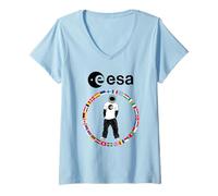 Donna ESA Astronauta Cool Vestito in Bandiera degli Stati Membri Maglietta con Collo a V