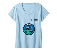 Donna ESA European Space Agency Missione Eagle-1 Maglietta con Collo a V