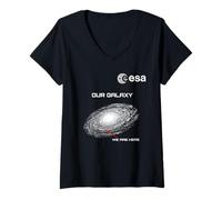 Donna ESA Our Galaxy We Are Here Maglietta con Collo a V