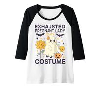 Donna Esausto Signora Incinta È Il Mio Costume Fantasma Floreale Maglia con Maniche Raglan