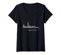Donna Esclusivo Skyline della Città di Montevideo - Souvenir dell'Uruguay Maglietta con Collo a V