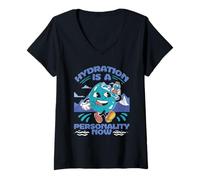 Donna Escursione Escursionista Hydration Is A Pesonality Now Maglietta con Collo a V
