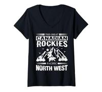 Donna Escursioni e Campeggio Montagne Rocciose canadesi - Montagne Rocciose del Canada Maglietta con Collo a V