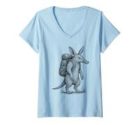 Donna Escursionismo Aardvark Zaino in Spalla Divertente Natura Selvaggia Amante degli Animali Maglietta con Collo a V