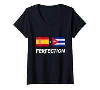 Donna Espagnol Plus Cuban Perfection Mix Flag Heritage Maglietta con Collo a V
