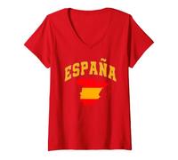 Donna Espana Champions 2026 Spagna Calcio Calcio Maglietta con Collo a V