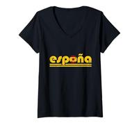 Donna España ESP 26 Fan Retro Vintage Bandiera Maglietta con Collo a V