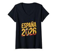 Donna España ESP Spagna Spagnolo Cubista Moderno Vintage Maglietta con Collo a V