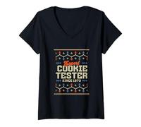 Donna Esperto Cookie Tester Since 1973 Funny Xmas Christmas Costume Maglietta con Collo a V