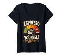 Donna Espresso Yourself Divertente Design caffè Maglietta con Collo a V