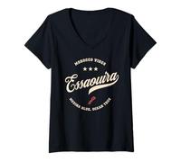 Donna Essaouira Marocco Viaggio Vintage Maglietta con Collo a V
