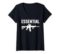 Donna Essential AR15 Rifle Pro 2A - Felpa con cappuccio Maglietta con Collo a V
