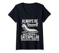 Donna Essere Un Bruco Divertente Caterpillar Maglietta con Collo a V