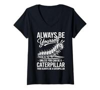 Donna Essere Un Bruco Divertente Caterpillar Maglietta con Collo a V