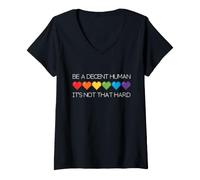 Donna Essere Un Essere Umano decente, Non è così Difficile - Pixel Art Hearts Maglietta con Collo a V