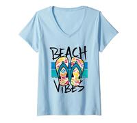 Donna Estate Carino Retro Beach Vibes Life Is Better in Infradito Maglietta con Collo a V