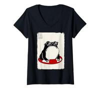 Donna Estate Grumpy Frog Divertente Kawaii Giapponese Maglietta con Collo a V