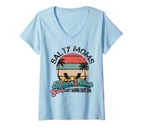 Donna Estate Mamme salate Beach Club Voglia di Sole Girls Trip Maglietta con Collo a V