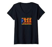 Donna Estelada Blava Flag | Free Catalonia Maglietta con Collo a V
