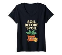 Donna Estetica della pianta d'appartamento introversa Botanica Divertente Amante delle Piante Maglietta con Collo a V