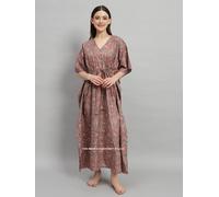 Donna Estivo Cotone Hippie Pigiama Stampa Floreale Lungo Maxi Caftano Vestito