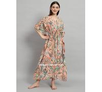Donna Estivo Cotone Hippie Pigiama Stampa Floreale Lungo Maxi Caftano Vestito