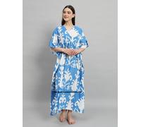 Donna Estivo Cotone Hippie Pigiama Stampa Floreale Lungo Maxi Caftano Vestito